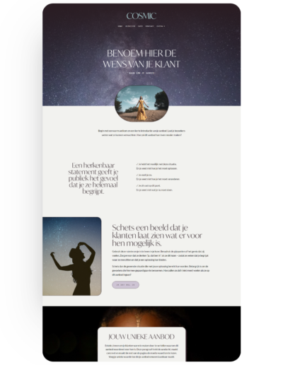 Cosmic website design template page