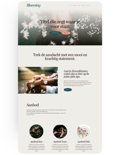 Blooming website design template page